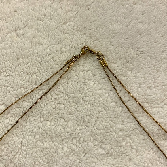 Ann Taylor double chain gold necklace with gold half moon & black rod - Picture 4 of 5